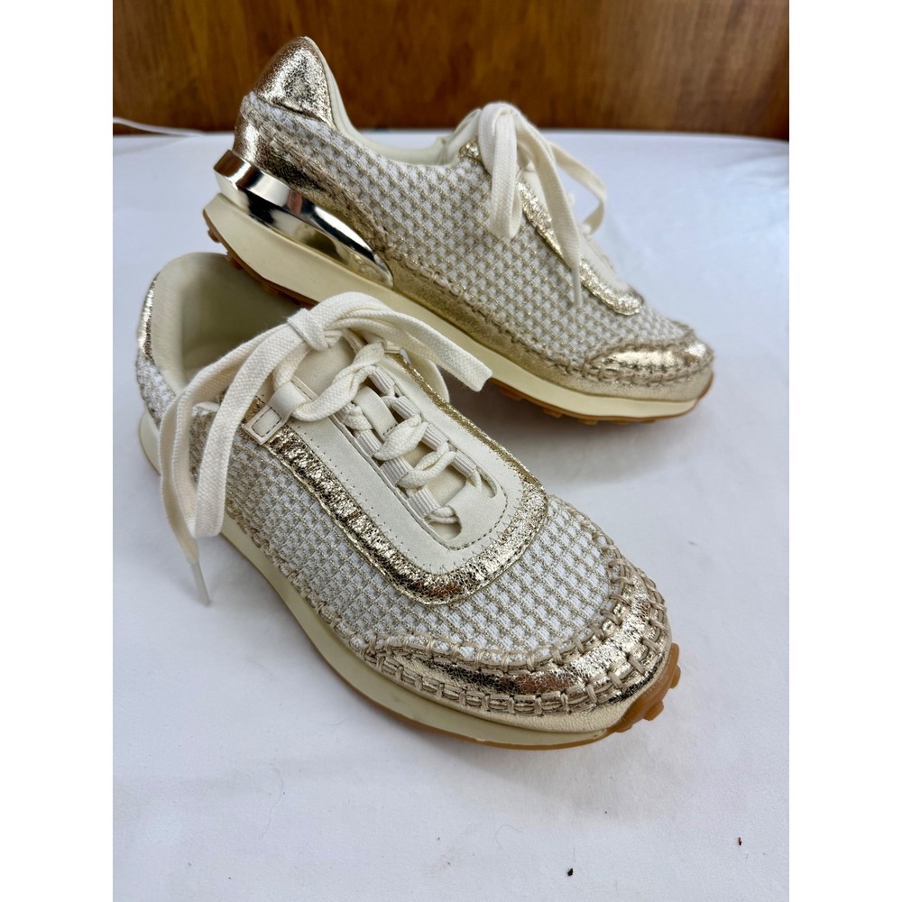 MIA Kids Karin LGK573 Gold Metallic Cream Woven Fashion Sneakers Girls Size 4M